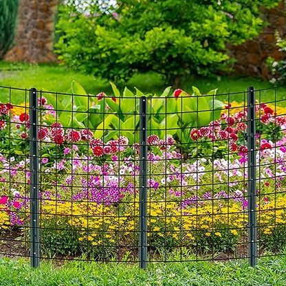 (4 Sizes: 4-5-6-7 Feet) LADECH 4 Feet Sturdy Duty Metal Fence Post with 20 Zip Ties & 20 Post Clips – Garden U Posts for Fencing (4 Feet - Light - Set 10) - style: 4 Feet - Light - Set 10