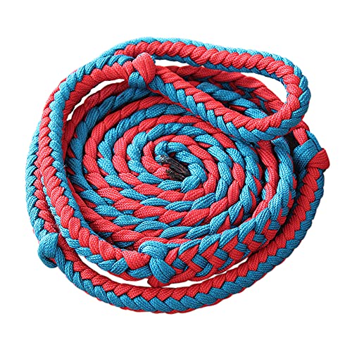 HILASON 1" X 8Ft Braided Poly Barrel Reins Horse Racing Flat Grip Knots - color: RED BLUE
