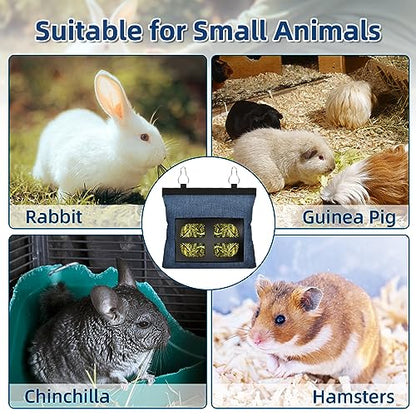 Rabbit Hay Feeder Bag Guinea Pig Hanging Hay Feeding Bag Storage Dispenser for Chinchilla Hamster Bunny Small Animal Pet