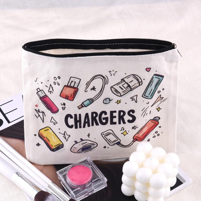 ShiQiao Spl Cable Organizer Bag Travel Accessories for Women Men Birthday Christmas Gifts for Daughter Son Friend Chargers Cable Storage Travel Makeup Bag Organizer Cosmetic Pouch Bags with Zipper - style: White Charger