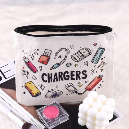 ShiQiao Spl Cable Organizer Bag Travel Accessories for Women Men Birthday Christmas Gifts for Daughter Son Friend Chargers Cable Storage Travel Makeup Bag Organizer Cosmetic Pouch Bags with Zipper - style: White Charger