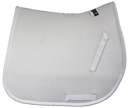 ECP Equine Comfort Products 3D Air Ride All-Purpose English Saddle Pad, Breathable Non-Slip Pad for Eventing, Jumping, Dressage, Trail Riding, Shock Absorbing, Lightweight, Durable, Full Size, White