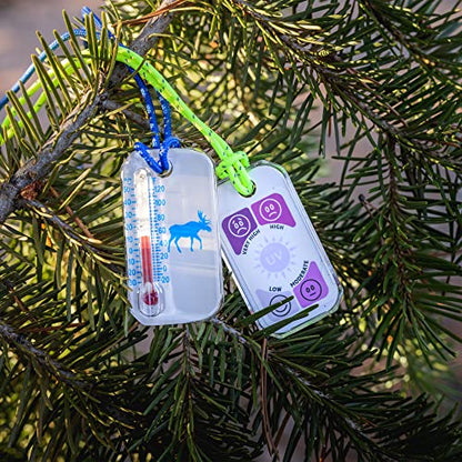 Big Discoveries Wildlife Zip-o-gage - Outdoor Thermometer for Kids with UV Exposure Decal | Reflective Breakaway Lanyard and Fun Animal Designs | Camping and Hiking Accessory for Children - style: Blue Bear
