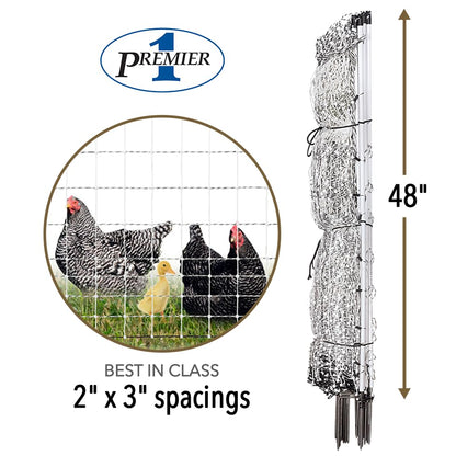 Premier 1 PoultryNet® Electric Fence for Chickens – 48"H x 164'L