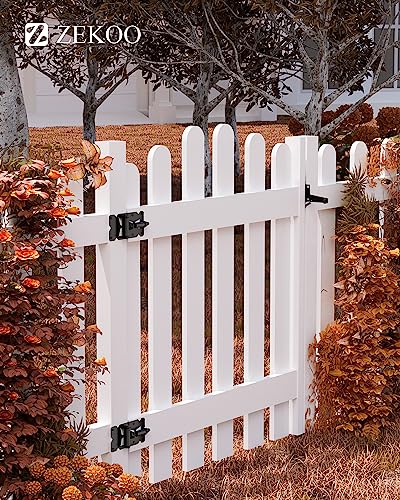 ZEKOO Stainless Steel Vinyl Fence Gate kit, Self Closing Gate Hinge & Latch | Rust Proof, Use for Vinyl Fence Gate and Wood Fences Gate, Heavy Duty 1 Gate Latch 2 Gate Hinges (Black) - color: Black One Set