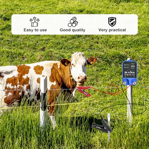 Electric Fence Wire - Ground Rod to Connect Energizer and Electric Fence Charger Solar, Solar Electric Fence Lead Wire with Alligator Clips for Generator Electric Fence