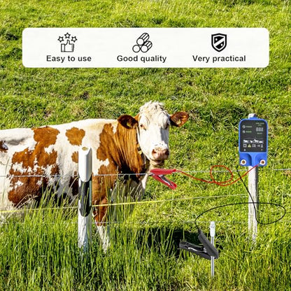 Electric Fence Wire - Ground Rod to Connect Energizer and Electric Fence Charger Solar, Solar Electric Fence Lead Wire with Alligator Clips for Generator Electric Fence