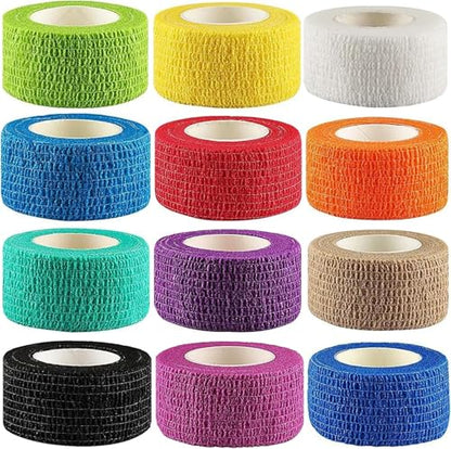 Self Adhesive Bandage Wrap, 12 Pack 1" x 5 Yards, Elastic Cohesive Tape