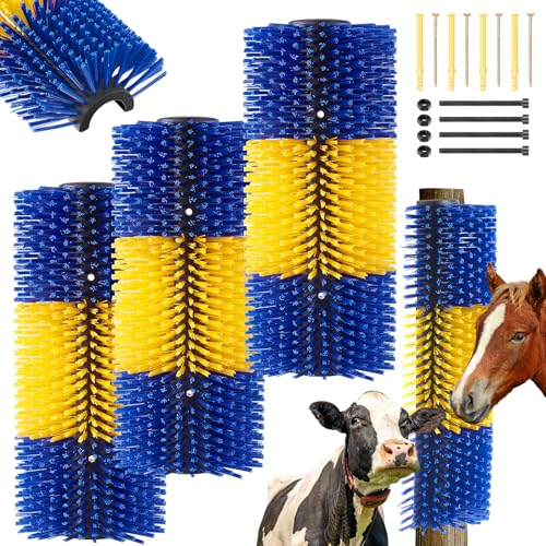 3 Pack Livestock Scratching Brush, Yellow and Blue - color: Yellow and Blue
