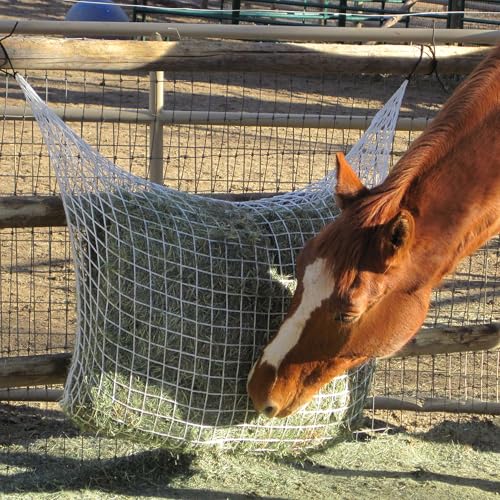 Freedom Feeder Mesh Net Two Day Slow Horse Feeder — Designed to Hold 50 lbs, 6 Flakes or 2 String Bale of Hay and Feed Horse for Two Days — Reduces Horse Feeding Anxiety and Behavioral Issues - size: 1.5"