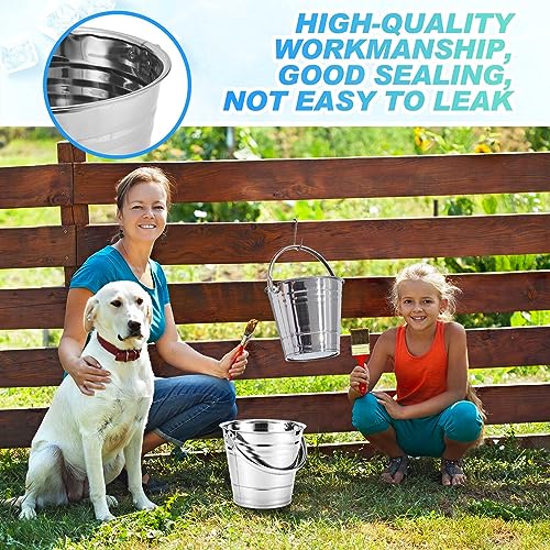 Hicarer 6 Pcs 4.2 Quart Stainless Steel Dog Water Bucket - size: 4.2 Quart