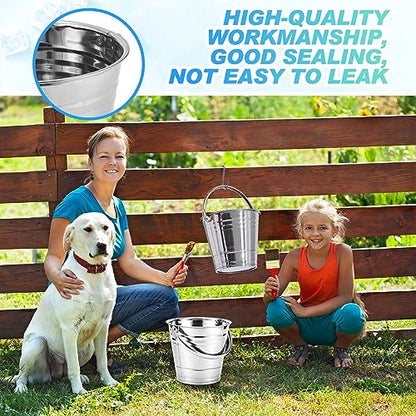 Hicarer 6 Pcs 4.2 Quart Stainless Steel Dog Water Bucket - size: 4.2 Quart