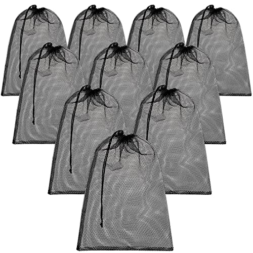 TecUnite 10 Pack Mesh Drawstring Bags for Laundry, 12 x 16 Inch, Black - color: Black, size: 12 x 16 Inch