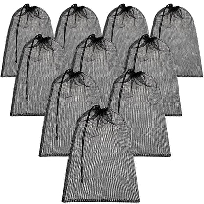 TecUnite 10 Pack Mesh Drawstring Bags for Laundry, 12 x 16 Inch, Black - color: Black, size: 12 x 16 Inch