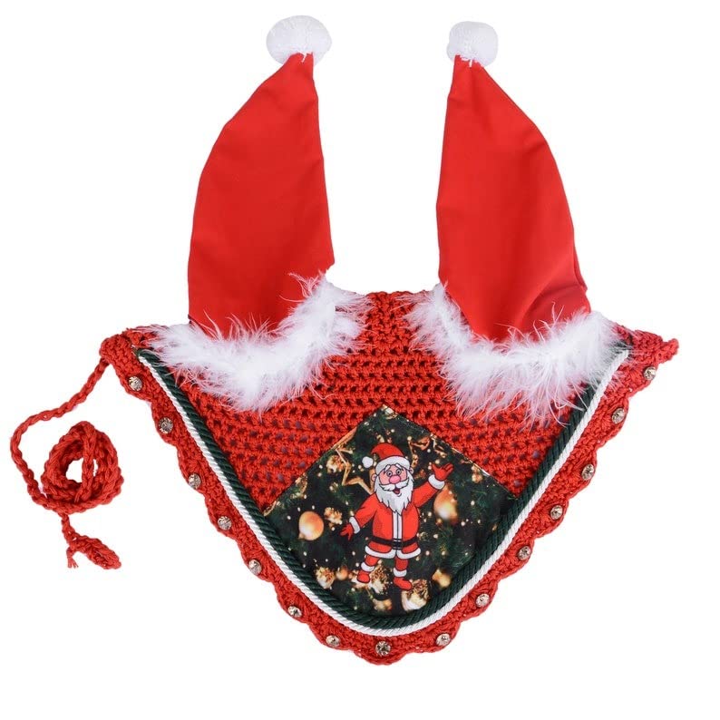 Santa Calus Costume for Horses, Christmas All Purpose English Saddle Pad, Handmade Jumping Saddle Pad, Fly Bonnet, Festive Style, Xmas Spirit - size: PONY