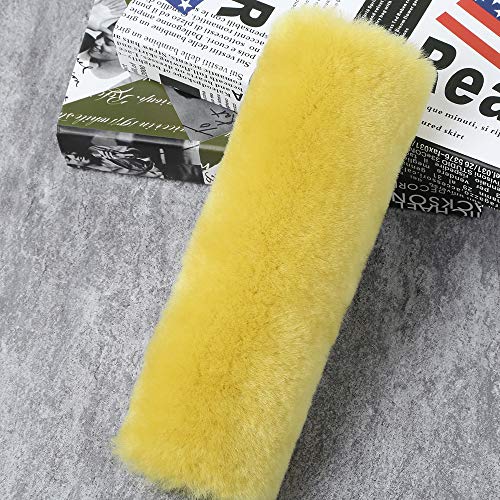 OGLAND 2 Pack Sheepskin Car Seat Belt Cover Pads | Wool Seatbelt Cushions - color: Lemon Yellow, size: Shearling Wool