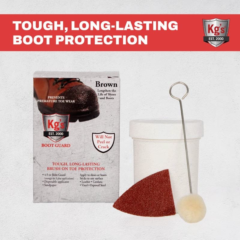 Kg's Boot Guard Brush On Toe Protection – Brush On Liquid for Tough, Long-Lasting Safety Protection on Boots - color: Brown, style: 4.5 Ounces