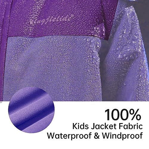 YINGJIELIDE Boy's Waterproof Ski Jacket,Kids Outdoor Snowboarding windproof Jacket,Fleece Lined Hooded,Warm Winter Snow Coat - color: Purple, size: 13 Years