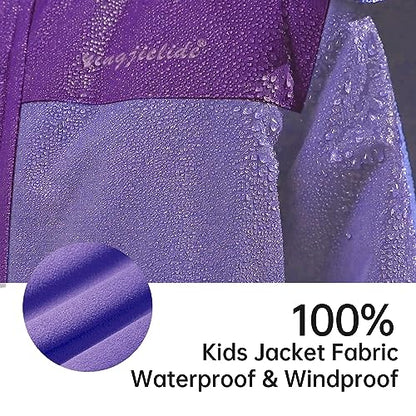 YINGJIELIDE Boy's Waterproof Ski Jacket,Kids Outdoor Snowboarding windproof Jacket,Fleece Lined Hooded,Warm Winter Snow Coat - color: Purple, size: 13 Years