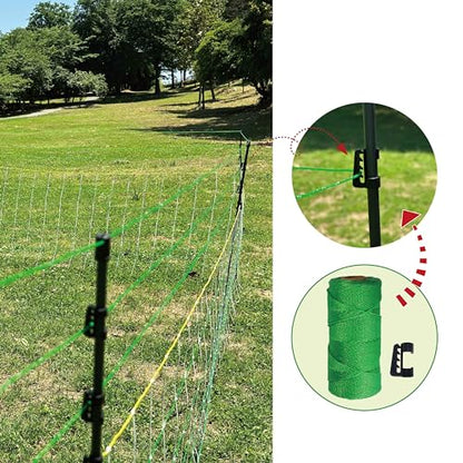 2 Pack Premium Electric Semi-Rigid Fence Netting 35.4"H x 98.42'L, Pre-Assembled Posts Raised to 47.2"H, Can Add Additional Polywire to Ensure Safety for Backyards,Homesteads,Gardens,Farms,and Ranches - size: Length 98.4 ft x 2