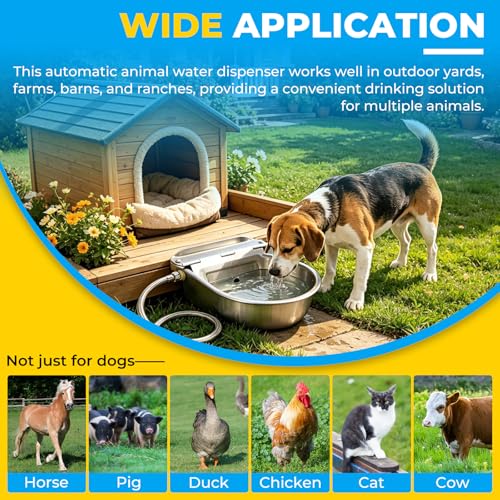 NATGAI Automatic Water Bowl with Float Valve, Auto Filling Water Dispenser | 304 Stainless Steel Dog Water Bowl Dispenser Kit for Outdoor Farm, Ranch, Goat, Horse, Poultry, Livestock