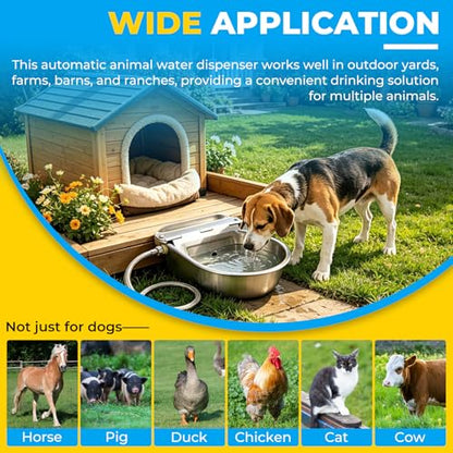 NATGAI Automatic Water Bowl with Float Valve, Auto Filling Water Dispenser | 304 Stainless Steel Dog Water Bowl Dispenser Kit for Outdoor Farm, Ranch, Goat, Horse, Poultry, Livestock