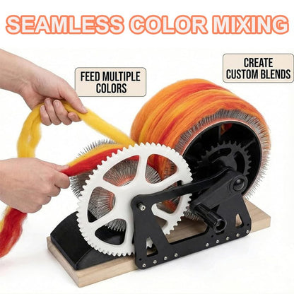 Sheep Fleece Drum Carder, Manual Wool Combing Machine, Fast Color Mixing, Combing, Spinning with Dual Drums, Wool Felt Color Mixer for Impurity Removal for DIY Craft Make Felt Animals