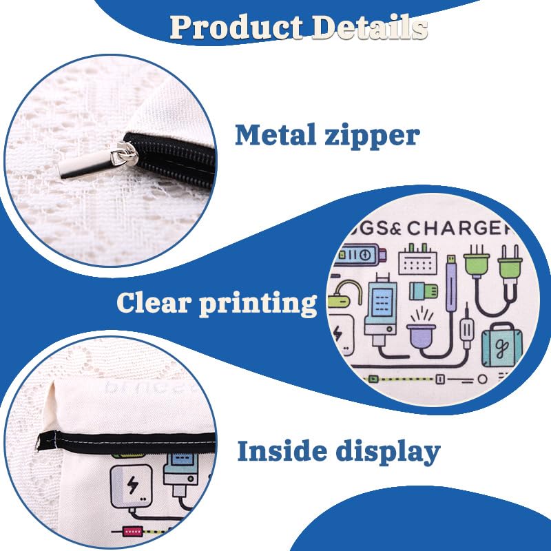 Charger Cosmetic Makeup Bags Travel Toiletry Bag Charging Cable Organiser Bag Chargers Makeup Pouch for Purse Charger Cables Storage Bags Travel Accessories for Women Birthday Christmas Gifts - style: Plugs Charger