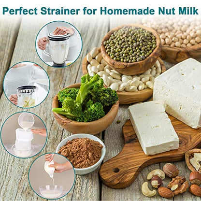 Boao 6 Pack Nut Milk Bags - Reusable Food Strainer Bags with Fine Mesh Nylon Drawstring, 3 Sizes