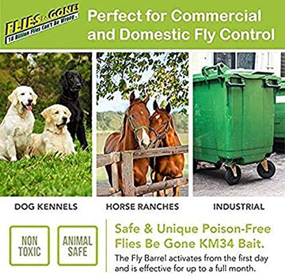 Flies Be Gone Fly Trap – Disposable Outdoor Fly Trap, Protein-Powered Attractant for Farms, Ranches & Patios – Hanging Fly Catcher, Fast Fly Infestation Control for Livestock & Backyards 300-Pack - size: 300 Traps