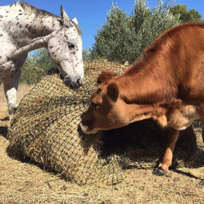 Aoneky Bale Hay Net -Average Feed Haynet for Horses - 6 x 6 ft / 5 x 5 ft - size: 5x5 ft