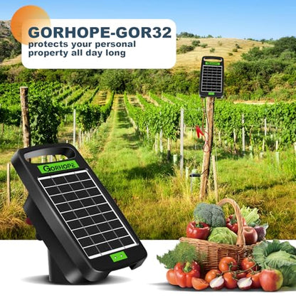 20 Miles Solar Electric Fence Charger,0.32J Powered 24-Hour Protection - size: GOR32（20M0.32J）