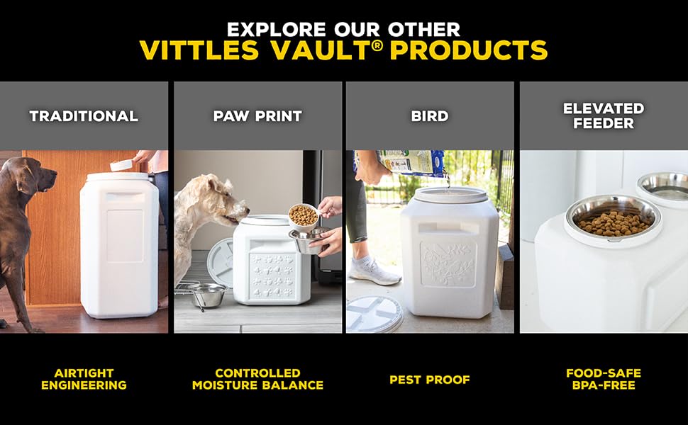 Vittles Vault Traditional Dog and Cat Food Container + Scoop, Gray, 60lbs - size: 60 Pounds