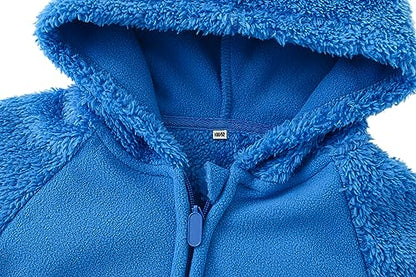 Toddler Winter Coats Baby Boys Girls Fuzzy Sherpa Fleece Jackets - color: Z-blue, size: 4-5T
