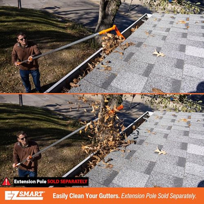 EZ Smart Mini Gutter Rake - Tool Only - Clean Gutters Without a Ladder | Clears Stuck Leaves • Reaches Tough Spots • No Ladder Needed - size: Tool Only