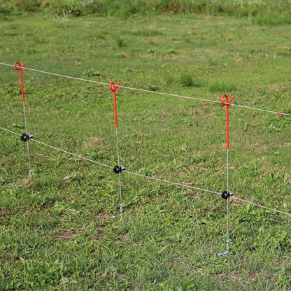 Mingya 25 Pcs Electric Fence Insulators Round Post Clips Electric Wire Insulators Holding for Pig Tail Fiberglass Electric Fence Post - size: 25 pcs