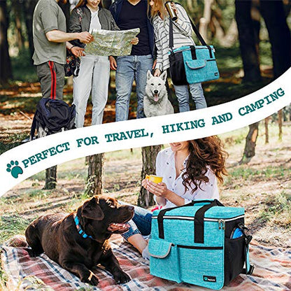 PetAmi Dog Travel Bag Organizer, Pet Supplies Diaper Tote, Teal Blue Medium - color: Sea Blue, size: Medium - 14.5"L x 8"W x 12.0"H