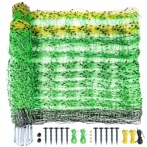PPOLB Electric Fence Netting - 47.2" H x 164' L, Portable Movable Livestock Nets Mesh for Lambs, Dogs, Deer, Larger Animals Electric Fencing for Backyards, Homesteaders, Farms Ranches, and Gardens - size: 47.2" H x 164' L Livestock
