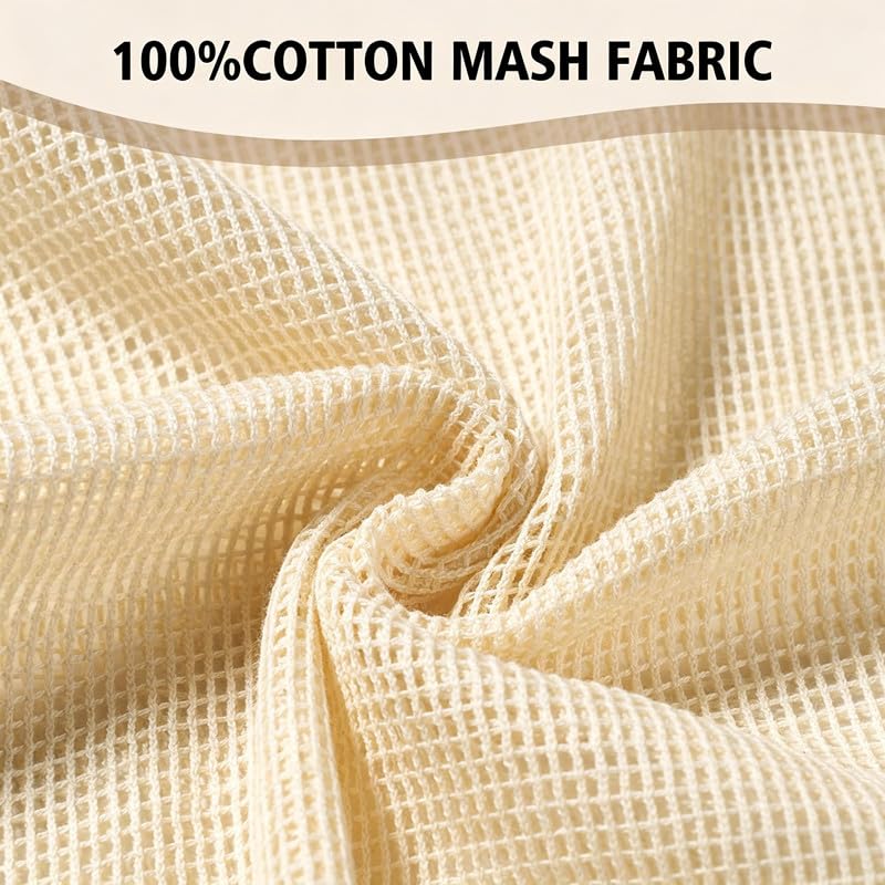 6-Pack Laundry Bags, Durable Cotton Mesh with Sturdy Zipper, Breathable Mesh Fabric, Ideal for Washing Underwear, Pants, Shoes, Socks and Delicate Garments - color: Beige, size: 19.6"L x 15.7"W x 0.2"H