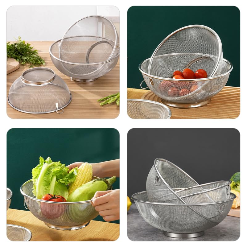 ULTECHNOVO Fine Mesh Strainer Colander Stainless Steel Kitchen Strainer for Soybean Milk Frying Oil Fruits and Vegetables 7.87 inch Mesh Basket - size: 20x20x8.3cm