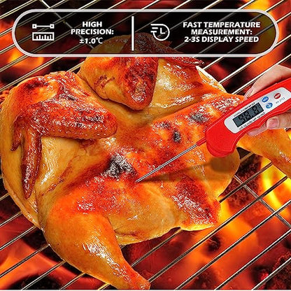 Xuhal 12 Pcs Digital Meat Thermometer with Probe Instant, Black, Red - color: Black, Red
