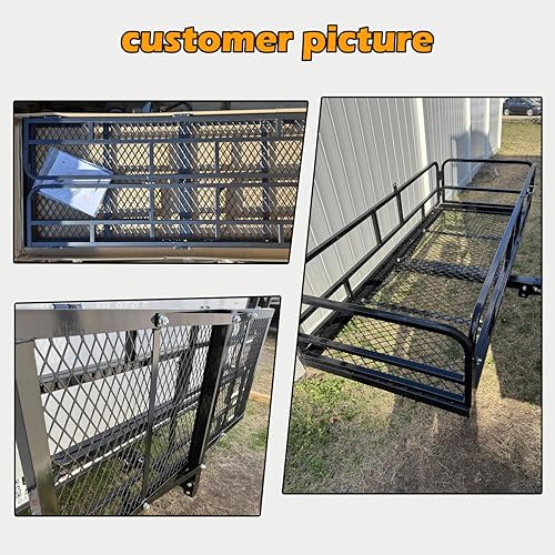 fouwick 60" x 24" x 13" Hitch Cargo Carrier | 600 Lbs Heavy Duty Folding Luggage Rack for SUV & Truck, Steel Mesh Cargo Carrier Hitch Mount Fits 2" Receiver, Powder Coated Vehicle Cargo Basket - color: 60x24x13 inch
