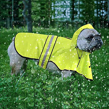 Waterproof Puppy Rain Jacket - Adjustable Reflective Dog Raincoat, Lightweight Dog Hooded Slicker Poncho Raincoats for Small to X- Large Dogs and Puppies (Neon Green, Small) - color: Neon Green, size: Small