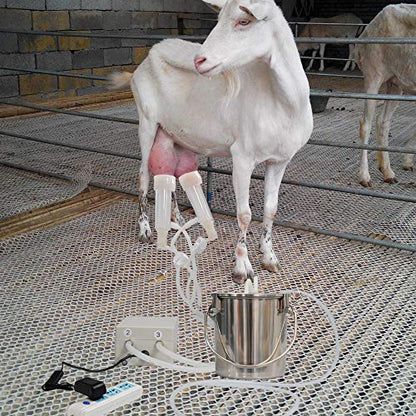 3L Goat Milking Machine,Pulsation Vacuum Electric Milker(Plug-in) | Stable Suction with Stainless bucket