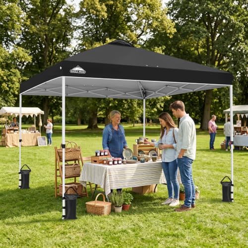 EAGLE PEAK 10x10 Pop Up Canopy Tent Easy Up Canopy Outdoor, Black - color: Black, size: 10x10