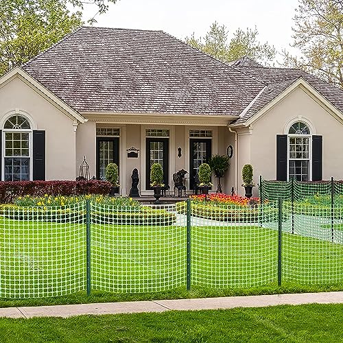 Amagabeli Heavy Duty Metal Fence Posts 4 Feet 10 Pack No Dig Garden U Post Stakes for Wire Fence Temporary Fencing Electric Fence Wire Safety Fence Mesh Fence Garden Fencing T Post for Yard Green - size: 4 Feet Post