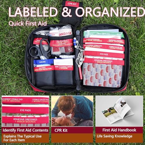 Compact First Aid Kit for Emergency - Basic Emergency Kit for Dorm,Hiking, Backpacking, Camping, Traveling, and Cycling -Small First Aid Kits - size: Small Kit