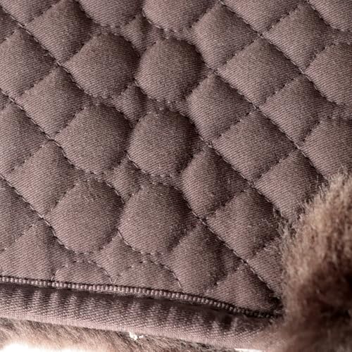 Woolous Sheepskin Half Pad for English Saddle, Wool Fleece Horse Saddle Pad - color: Brown