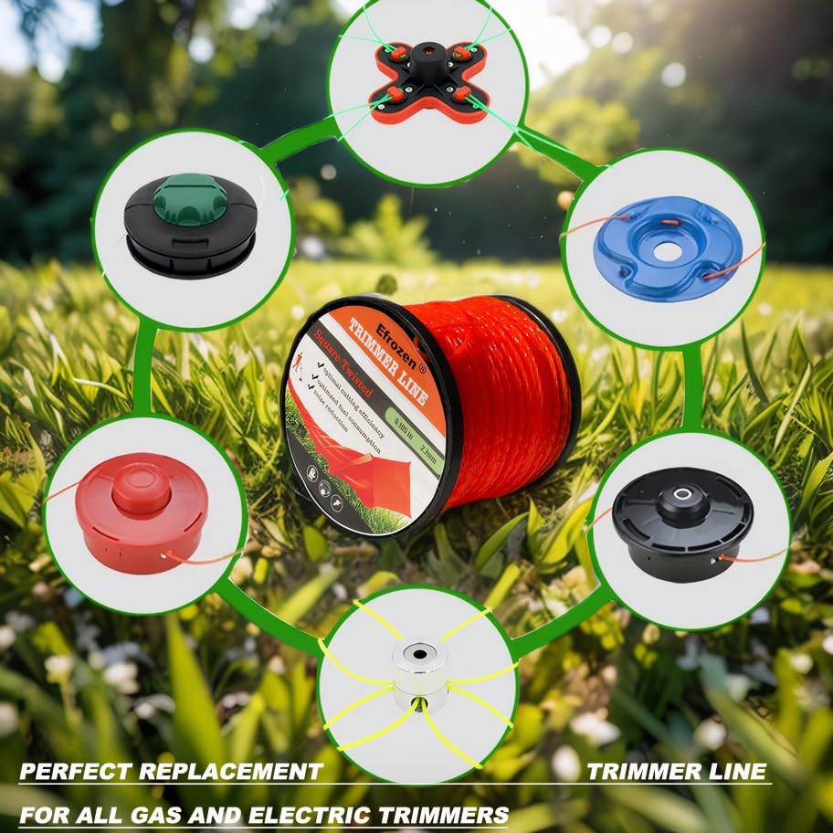 Weed Eater String, Commercial Square Twist .105" Diameter x 302' String Trimmer Line in Spool,Premium Nylon Universal Replacement Weed Wacker String, Orange - size: 302FT x .105 in