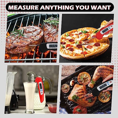 Xuhal 12 Pcs Digital Meat Thermometer with Probe Instant, Black, Red - color: Black, Red